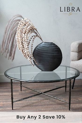 Libra Interiors Bronze Patterdale Round Glass Top Coffee Table (D75938) | £715
