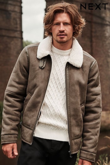 Brown Faux Shearling Jacket (D75975) | £85