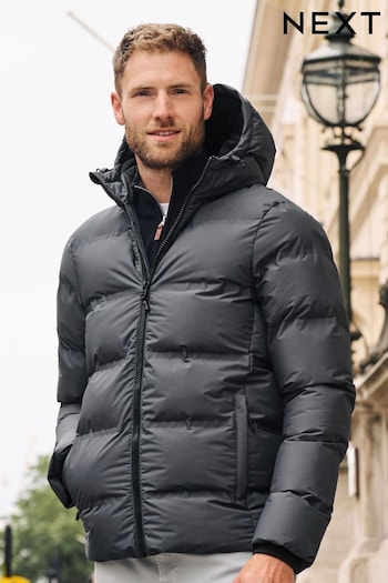 Slate Grey Hooded Shower Resistant Hooded Puffer Jacket (D75977) | £70