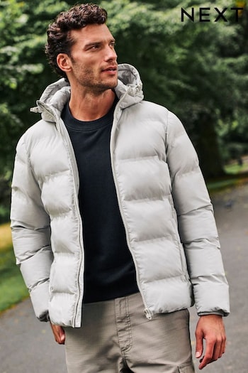 Chalk White Hooded Shower Resistant Hooded Puffer Jacket (D75979) | £70