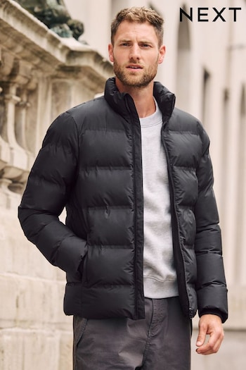 Black Non Hooded Shower Resistant Hooded Puffer Jacket (D75980) | £65