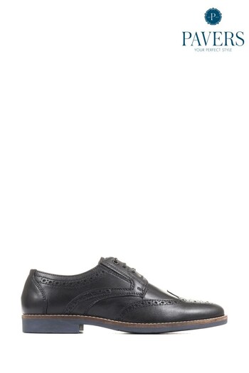 Pavers Black Leather Brogue Shoes (D75990) | £60
