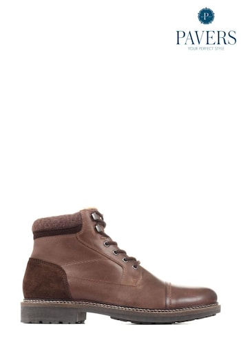 Pavers Brown Lace-Up Leather Ankle Boots (D75992) | £70