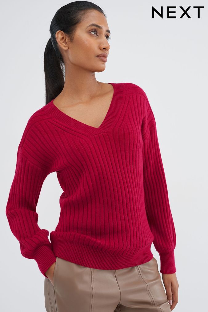 Buy Chunky Knit Plain V Neck Jumpers Online Next UK