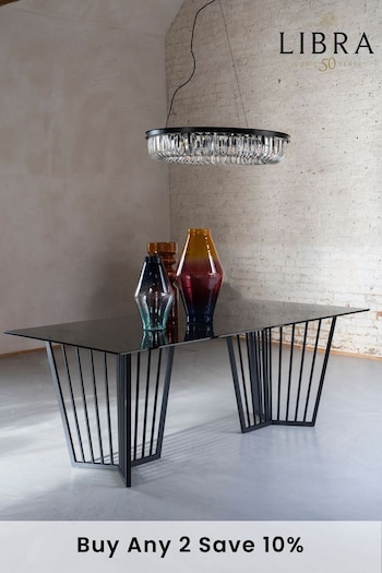 Libra Interiors Black Abington Tinted Glass Top Dining Table (D76449) | £1,499