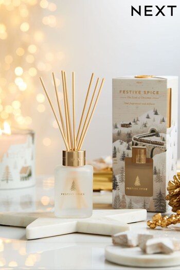 White Festive Spice Fragranced Christmas 70ml Reed Diffuser (D76521) | £8