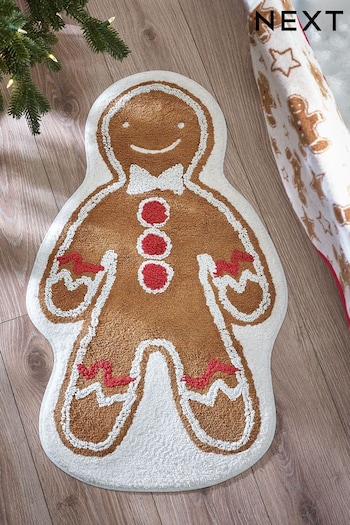 Brown Gingerbread Christmas Bath Mat (D76585) | £18