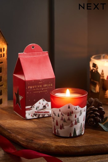 Set of 3 Red Festive Spice Votive Fragranced Christmas Candle Set (D76599) | £5