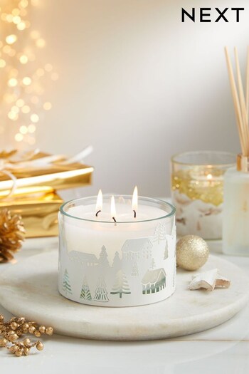 White 3 Wick Festive Spice Scented Christmas Candle (D76606) | £16