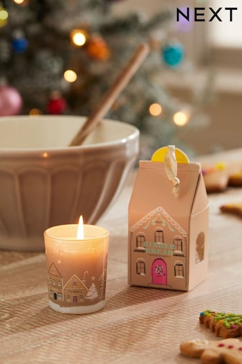 Natural Gingerbread Fragranced Votive Ceramic House 3 Wick Candle (D76616) | £5