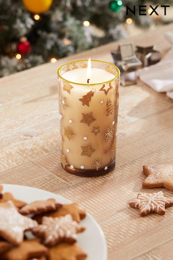 Natural Gingerbread Fragranced Pillar Christmas Candle (D76617) | £10