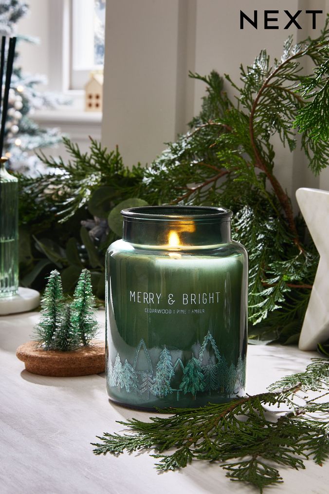 Green Christmas Tree Fragranced Jar Shaped Candle (D76624) | £12