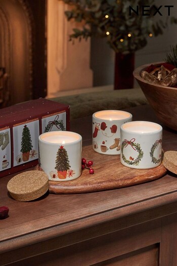 Red Set Of Festive Spice Scented Christmas Candle (D76640) | £12