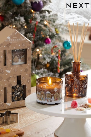 Natural Gingerbread Fragranced Reed Diffuser and Candle Gift Set (D76659) | £18