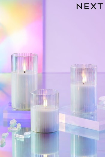 Set of 3 Iridescent LED Candles (D76672) | £22