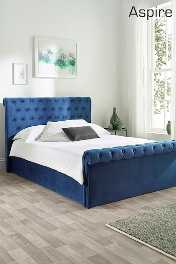 Aspire Furniture Blue Chesterfield Storage Ottoman Bed (D76711) | £355 - £625