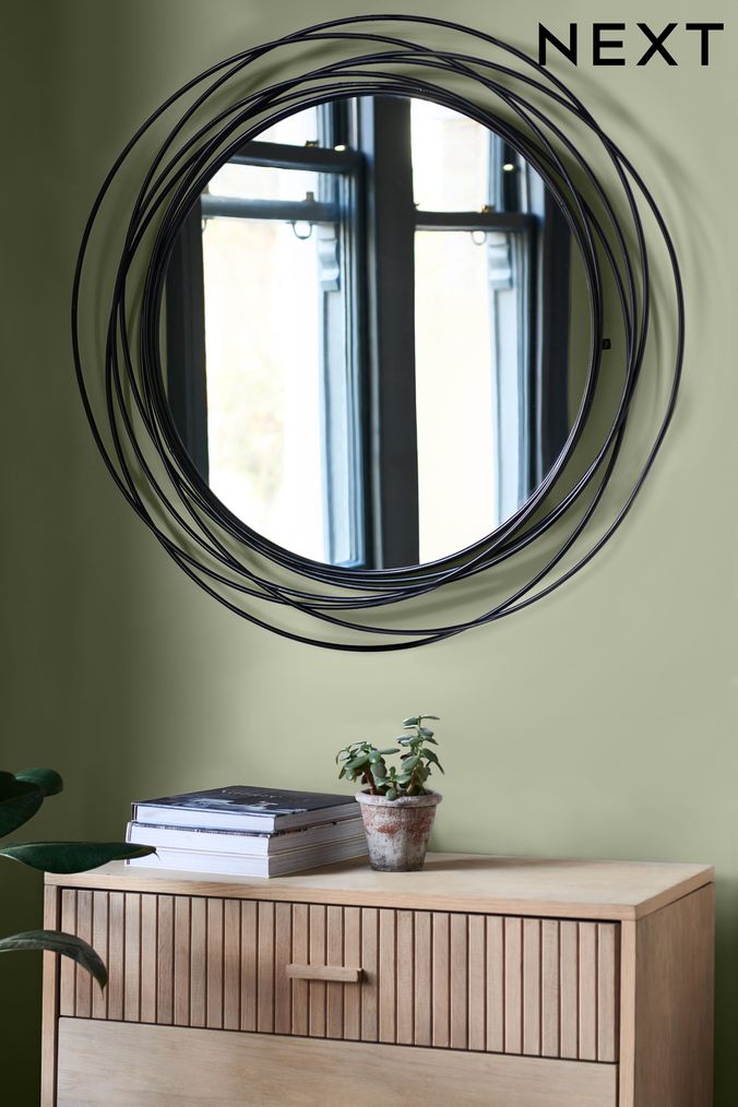 Black Contemporary Wire 91x91cm Wall Mirror (D76781) | £135