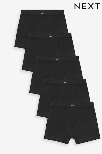 Black Soft Waistband Trunks 5 Pack (2-16yrs) (D76811) | £15 - £20