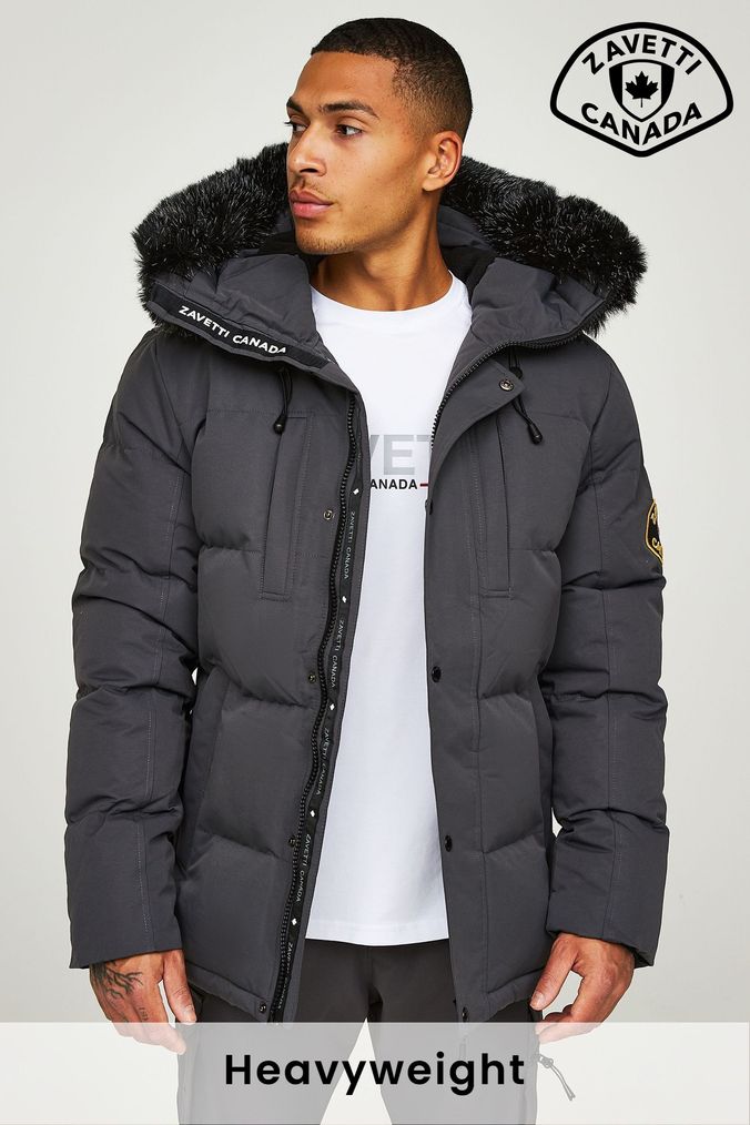 Grey padded discount parka coat