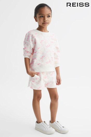 Reiss Pink Print Nina Senior Set - Sweatshirt and Shorts (D76843) | £50