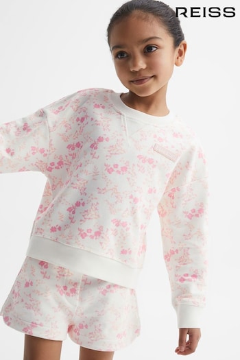 Reiss Pink Print Nina Junior Set - Sweatshirt and Shorts (D76844) | £45