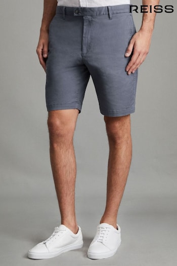 Reiss Airforce Blue Wicket Modern Fit Cotton Blend Chino Shorts (D76848) | £78