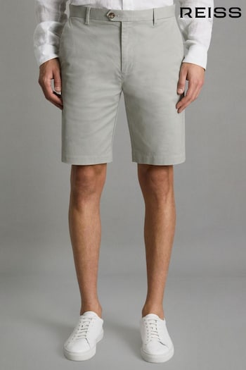 Reiss Soft Sage Wicket Modern Fit Cotton Blend Chino Shorts (D76855) | £78