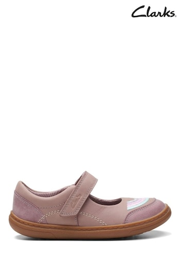 Clarks Pink multi fit Flash Prize Kids Shoes (D76859) | £40