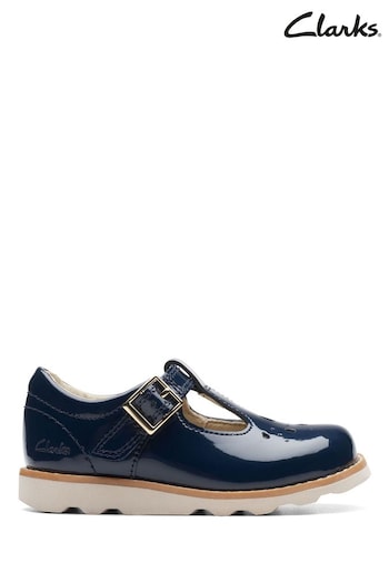 Clarks Blue F Fit Patent Crown Print Toddler Shoes (D76860) | £38