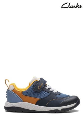 Clarks Blue Kids Multi Fit Leather Steggy Stride Shoes (D76867) | £44 - £46