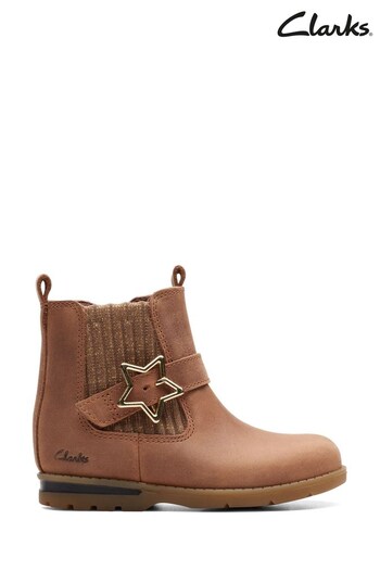 Clarks Brown F fit Dabi Star Toddler Boots (D76876) | £50