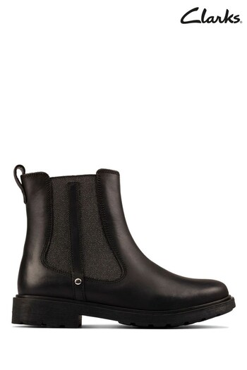 Clarks Black F fit Leather Astrol Orin Toddler Boots (D76878) | £50