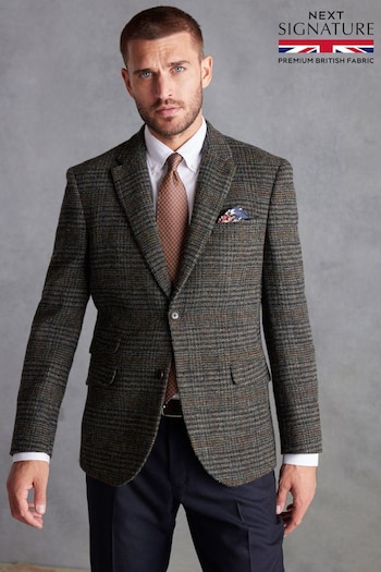Dark Grey Check Signature Harris Tweed British Wool Blazer (D76890) | £229