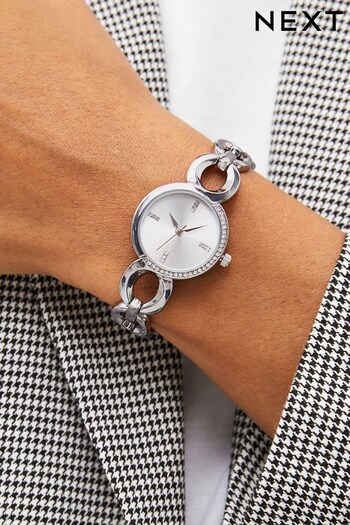 Silver Dial Open Chain Silver Tone Watch (D76927) | £38