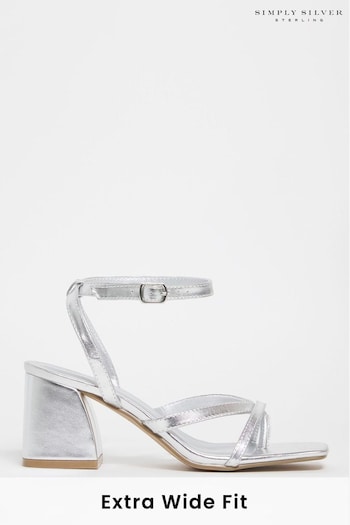 Simply Be Silver Extra Wide Fit Tubular Strappy Sandals flex (D76951) | £34
