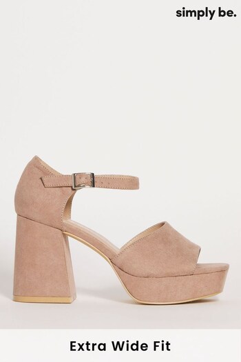 Simply Be Extra Wide Fit Natural Closed Back Platform Heeled Sandals (D76960) | £35