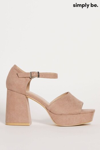 Simply Be Wide Fit Natural Closed Back Platform Heeled Sandals (D76961) | £35