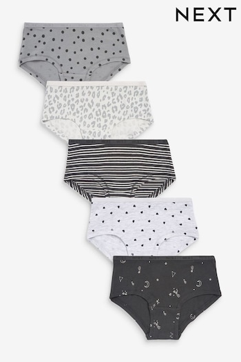 Grey Hearts Hipster Briefs 5 Pack (2-16yrs) (D77023) | £9 - £13