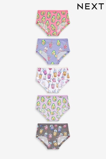 Pink/Grey Avocado Hipster Briefs 5 Pack (2-16yrs) (D77025) | £9 - £13