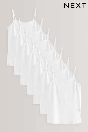 White Strappy Cami Vests 7 Pack (1.5-16yrs) (D77029) | £14.50 - £20