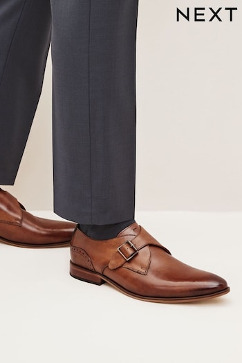 Tan Brown Leather Single Monk Shoes (D77034) | £68