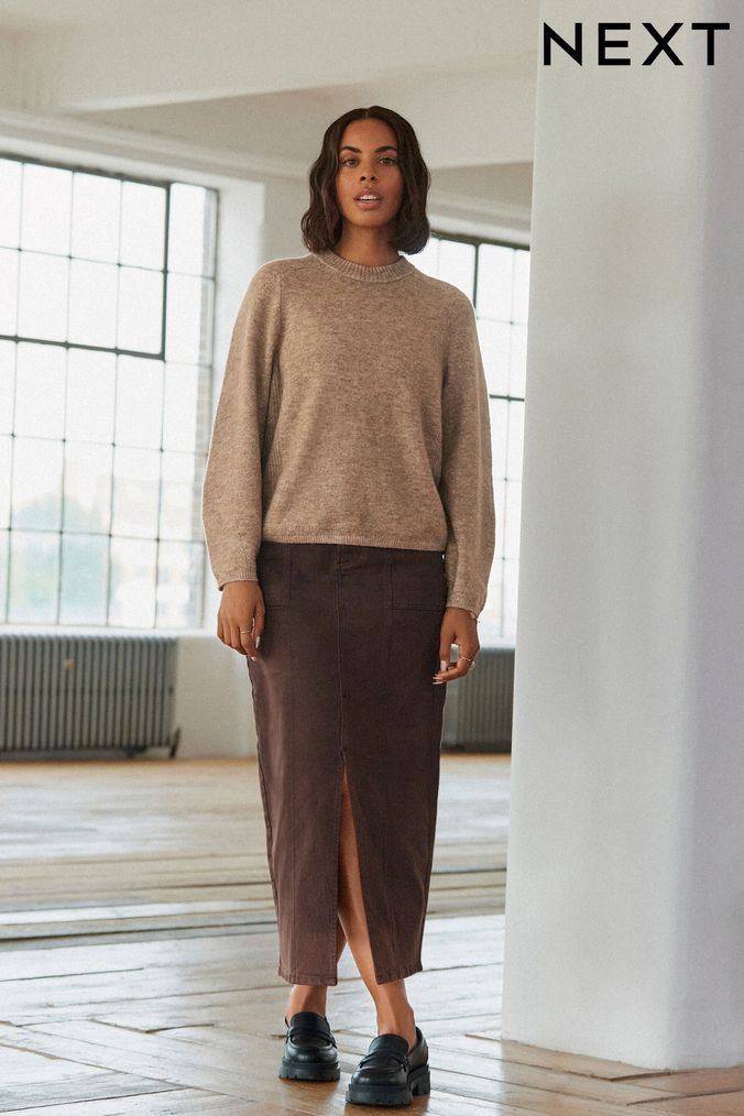 Brown wool online pencil skirt uk