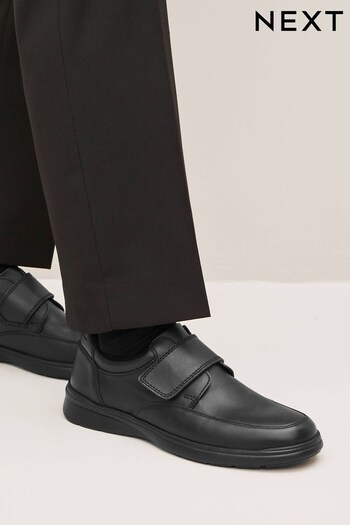 Black Wide Fit Leather Easy Fasten Shoes (D77046) | £45