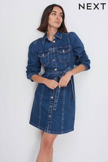 Mid Blue Denim Shirt Dress (D77048) | £48