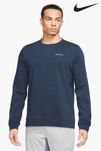 Nike Blue Dri-Fit Track Club Fleece Long Sleeve Crew Sweatshirt (D77131) | £65