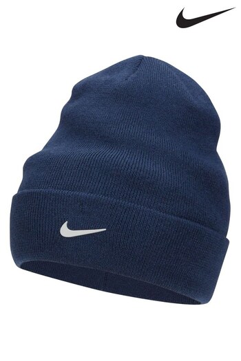 Nike Blue Peak Standard Cuff Swoosh Kids Beanie (D77165) | £20