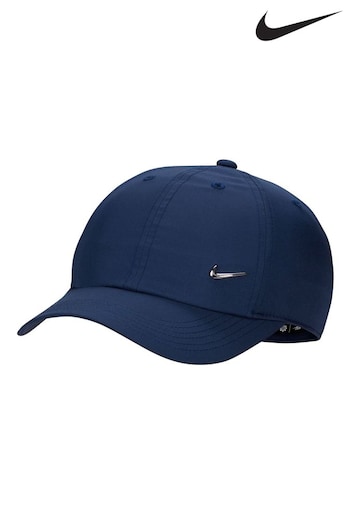 Nike lined Blue Dri-FIT Kids Club Unstructured Metal Swoosh Cap (D77182) | £18