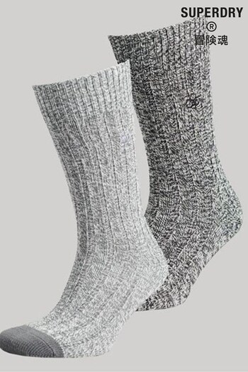 Superdry Grey Unisex Organic Cotton Twist Socks Pack (D77343) | £18