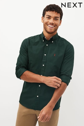 Forest Green Slim Long Sleeve Oxford Shirt (D77437) | £25