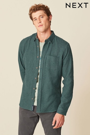 Green Brushed Texture Long Sleeve Shirt (D77453) | £30
